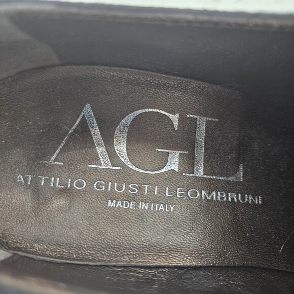 AGL Attilio Giusti Leombruni Heels Black Suede Lace Up Preppy Womens 11 41 Italy - Picture 10 of 12